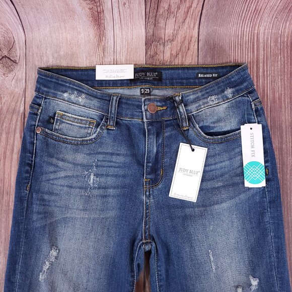 NWT Judy Blue Womens Size 9/29 Relaxed Fit Distressed Denim Jeans JB8271DK - Picture 3 of 16